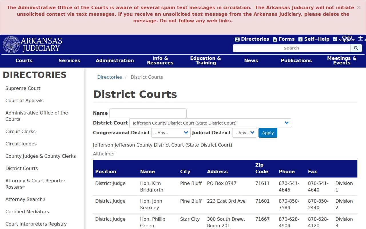 Jefferson County bench warrant court department directory
