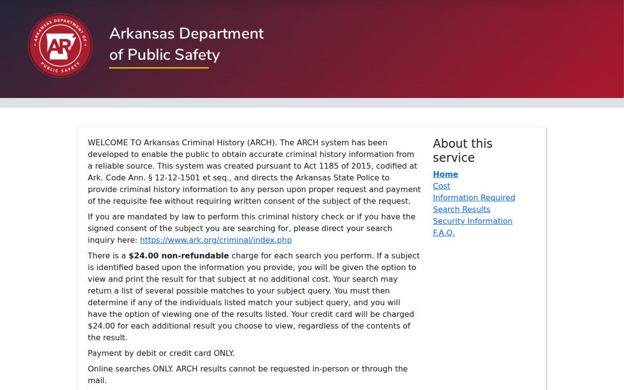 Jefferson County arrest warrant boundary on the ARCH records page